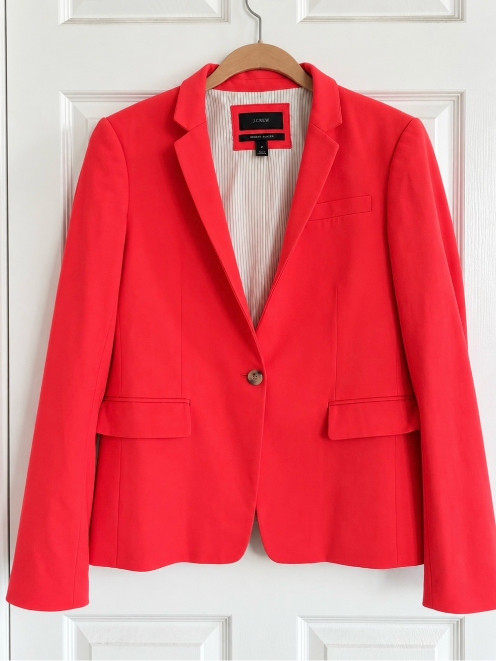 J.Crew Regent Blazer Wool Flannel Red Coral Size 10 B0323